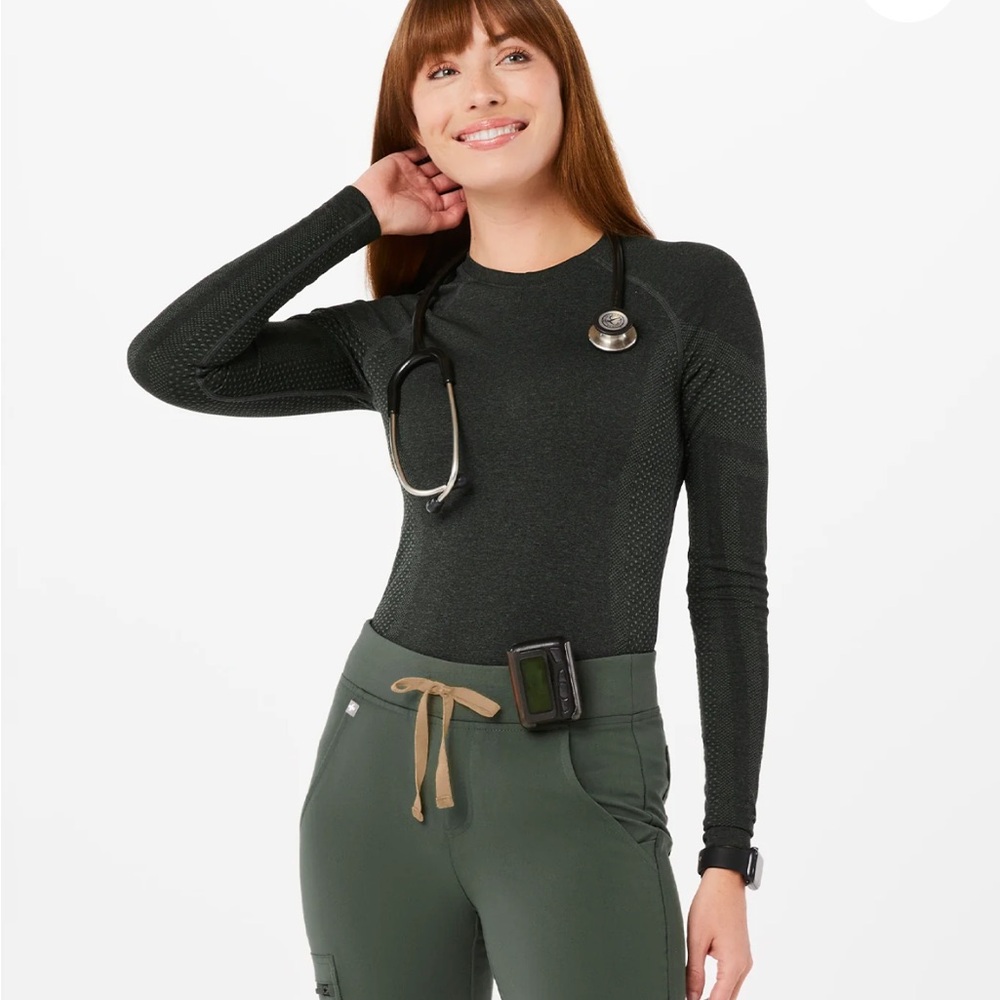Figs Women's Long Sleeve Top in Dark Green